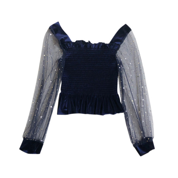 Bluză de damă modernă în cinci culori, cu decolteu pătrat