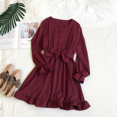 Stílusos női ruha négy színben, gombokkal és V-nyakkal