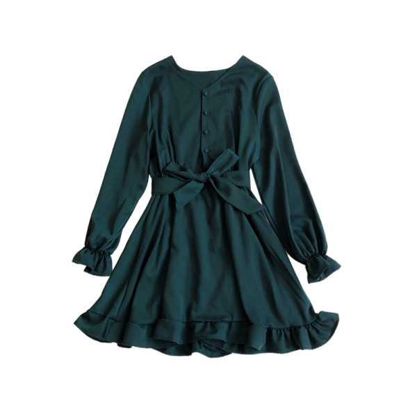 Stílusos női ruha négy színben, gombokkal és V-nyakkal