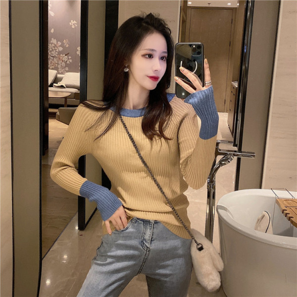 Női őszi-téli pulóver kerek nyakkivágással, testhezálló modellel