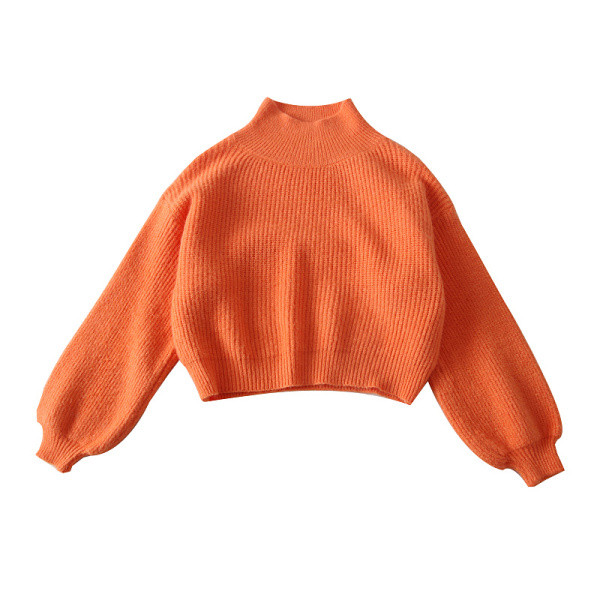 Pulover de dama potrivit pentru iarna cu guler inalt in culorile alb, albastru, negru si portocaliu