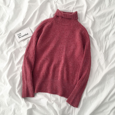 Lezser női széles pulóver pólógallérral és hosszú ujjú több színben