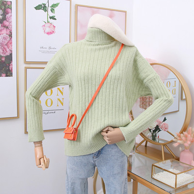 Új modell női pulóver magas gallérral narancs, bézs, kék, fehér és zöld színben