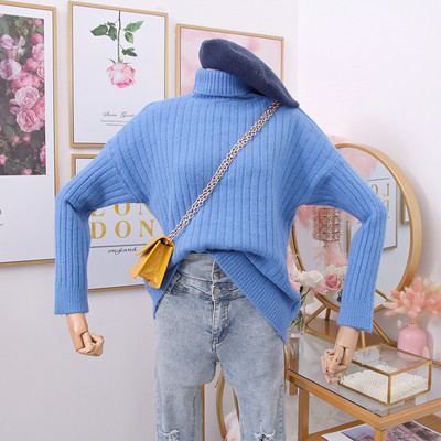 Új modell női pulóver magas gallérral narancs, bézs, kék, fehér és zöld színben