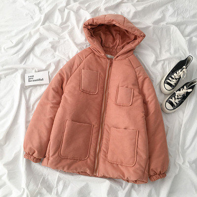 Modern női téli kabát kapucnival és zsebekkel, három színben