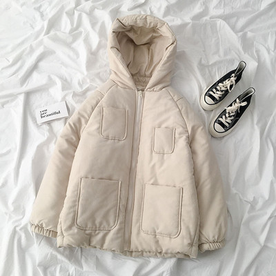 Modern női téli kabát kapucnival és zsebekkel, három színben