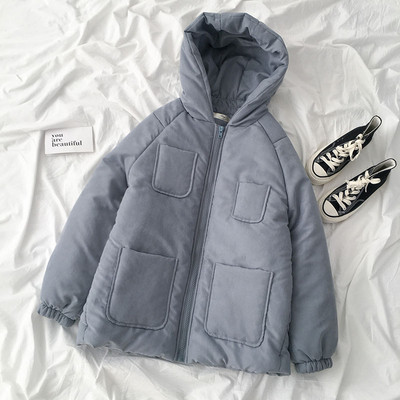 Modern női téli kabát kapucnival és zsebekkel, három színben