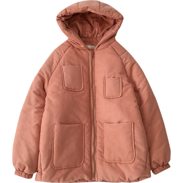 Modern női téli kabát kapucnival és zsebekkel, három színben