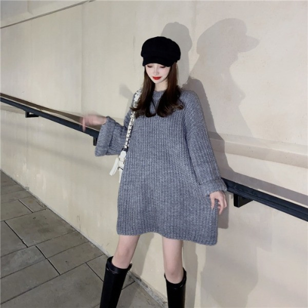 Női aktuális téli pulóver széles és hosszú modell polo gallérral több színben