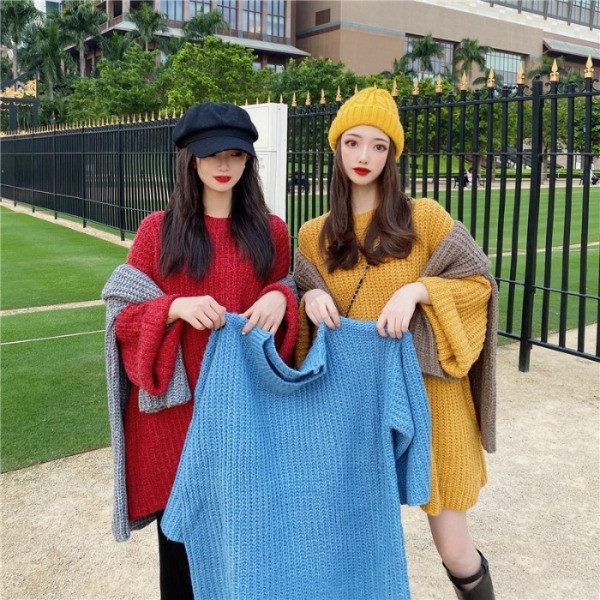 Női aktuális téli pulóver széles és hosszú modell polo gallérral több színben