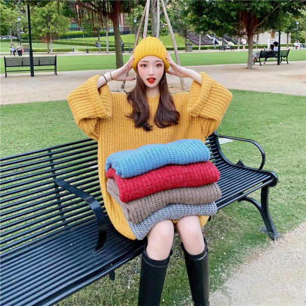 Női aktuális téli pulóver széles és hosszú modell polo gallérral több színben