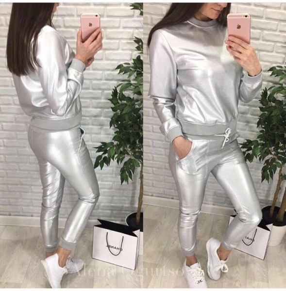 ÚJ modell női kétrészes nadrág + blúz szett ezüst, arany és fekete színben