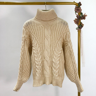 Női téli pulóver pólógallérral, fehér, fekete, barna, szürke és sárga színben