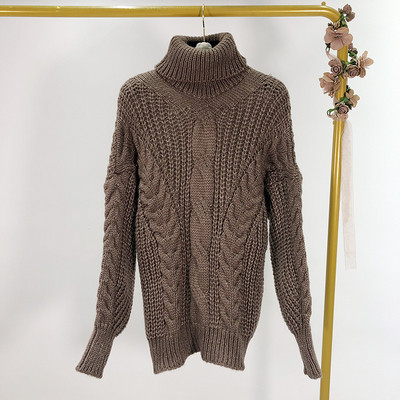 Női téli pulóver pólógallérral, fehér, fekete, barna, szürke és sárga színben