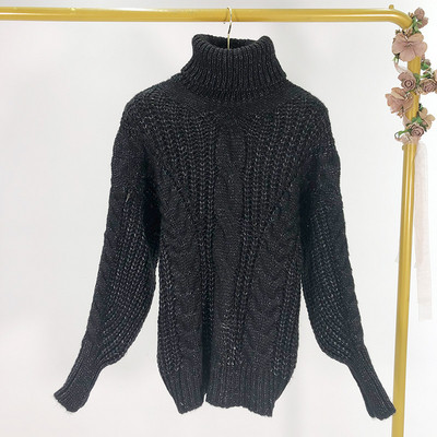 Női téli pulóver pólógallérral, fehér, fekete, barna, szürke és sárga színben