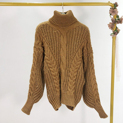 Női téli pulóver pólógallérral, fehér, fekete, barna, szürke és sárga színben