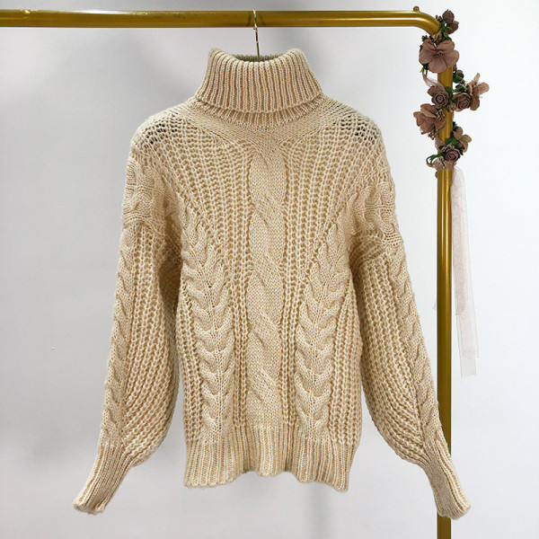 Női téli pulóver pólógallérral, fehér, fekete, barna, szürke és sárga színben