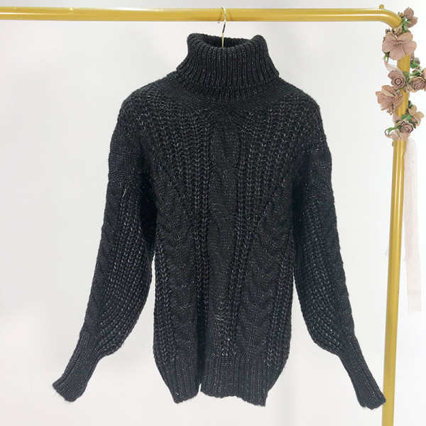 Női téli pulóver pólógallérral, fehér, fekete, barna, szürke és sárga színben