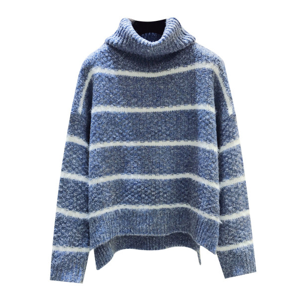 Női pulóver széles modell három színben, magas gallérral