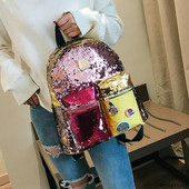 Modern női hátizsák zsebekkel és flitterekkel, hat színben