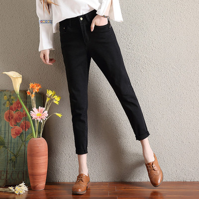 Alkalmi női farmer fekete és szürke színben, magas derékkal és zsebekkel