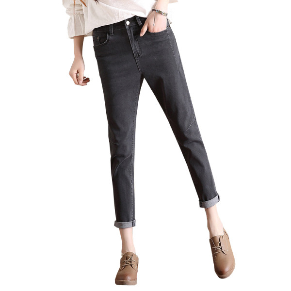 Alkalmi női farmer fekete és szürke színben, magas derékkal és zsebekkel