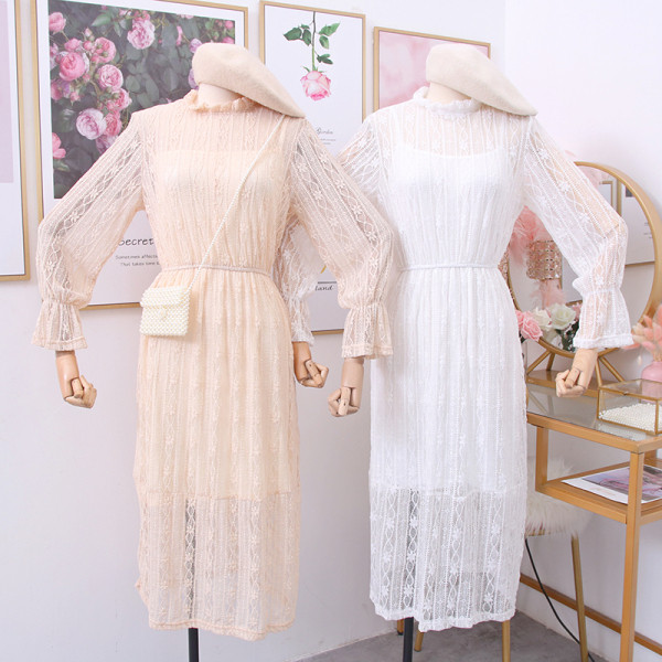 Új modell női csipkeruha két részes fehér, fekete és bézs színben