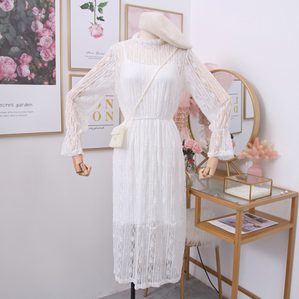 Új modell női csipkeruha két részes fehér, fekete és bézs színben