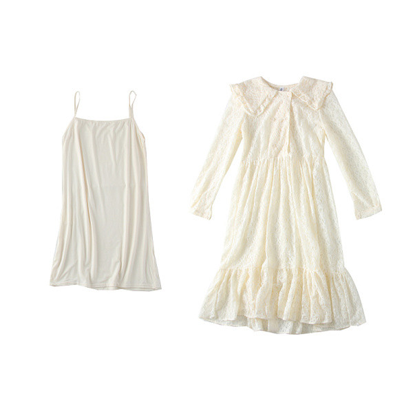 Női csipkeruha két részből, hosszú ujjú gombokkal - szabású modell