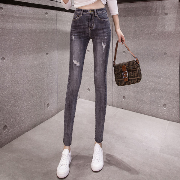 Modern női farmer Karcsú modell magas derékkal és zsebekkel