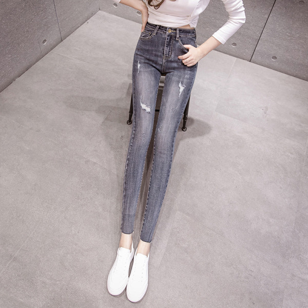 Modern női farmer Karcsú modell magas derékkal és zsebekkel