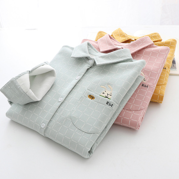 Női kockás ing klasszikus gallérral és zsebhímzéssel, rózsaszín, sárga és zöld színben