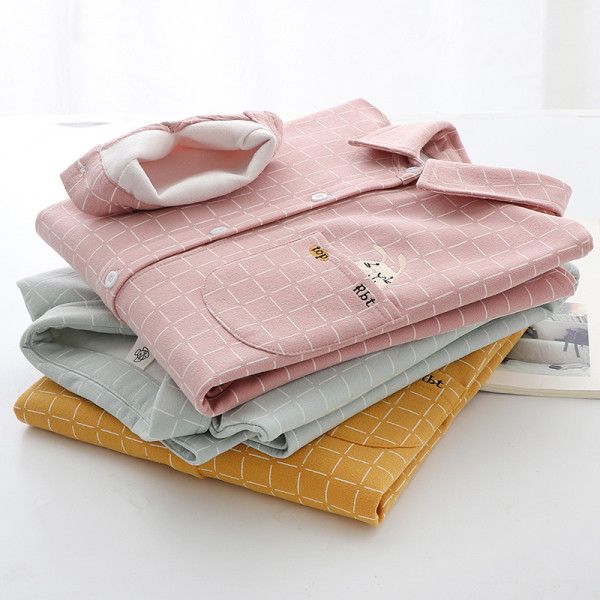 Női kockás ing klasszikus gallérral és zsebhímzéssel, rózsaszín, sárga és zöld színben