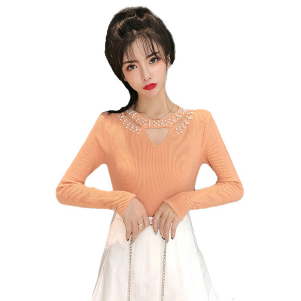 Modern női blúz Slim imádkozott három színben gyöngyökkel