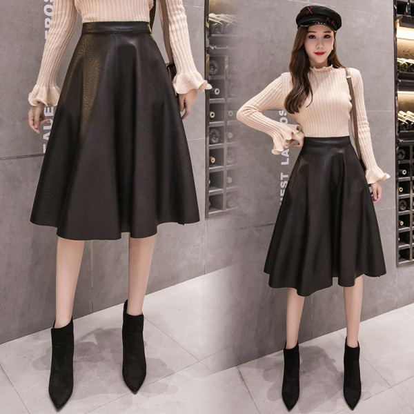 Aktuális női szoknya szabású modell fekete színben, magas derékkal