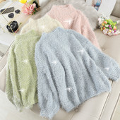 Modern női pulóver magas gallérral és hosszú ujjal