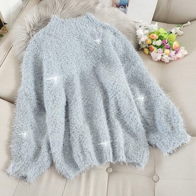 Modern női pulóver magas gallérral és hosszú ujjal