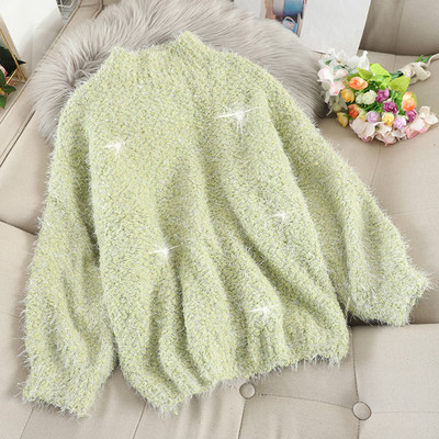 Modern női pulóver magas gallérral és hosszú ujjal