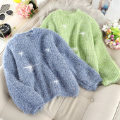 Női pehelypulóver kerek nyakkivágással, több színben