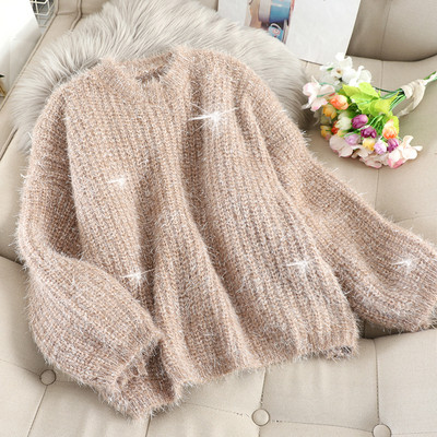 Női pehelypulóver kerek nyakkivágással, több színben