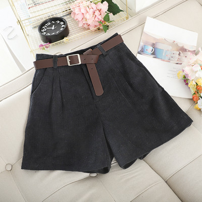 Pantaloni scurți casual cu talie înaltă și curea în mai multe culori