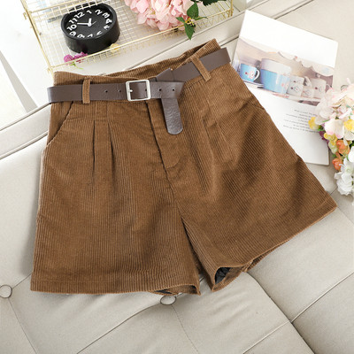 Pantaloni scurți casual cu talie înaltă și curea în mai multe culori