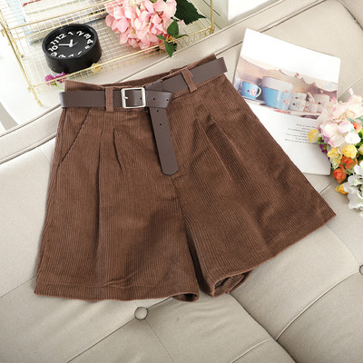 Pantaloni scurți casual cu talie înaltă și curea în mai multe culori