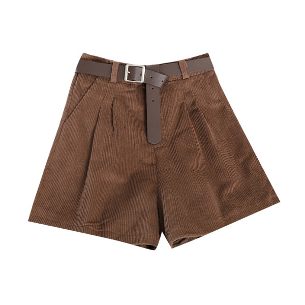 Pantaloni scurți casual cu talie înaltă și curea în mai multe culori