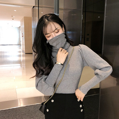 Női alkalmi blúz több színben, magas gallérral, széles ujjakkal