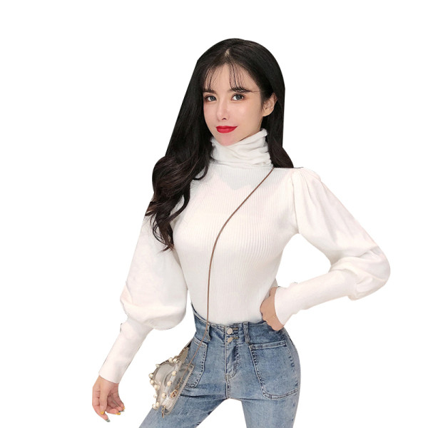 Női alkalmi blúz több színben, magas gallérral, széles ujjakkal