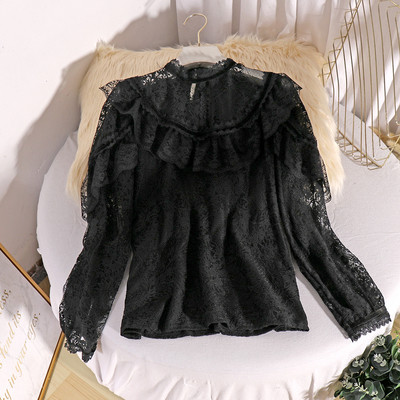 Modern női csipke ing, hosszú ujjal, négy színben