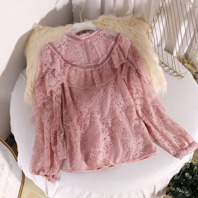 Modern női csipke ing, hosszú ujjal, négy színben