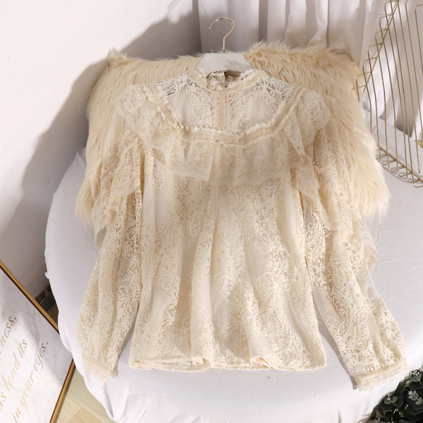 Modern női csipke ing, hosszú ujjal, négy színben