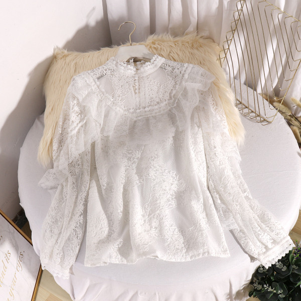 Modern női csipke ing, hosszú ujjal, négy színben